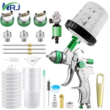 Hvlp Air Paint Spray Gun Kits W/1.3/1.7/2.0mm Nozzles Car Furniture Refinishing