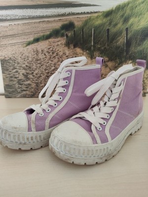   Mädchen Chucks Bikerboots Stoff Flieder Gr. 36
