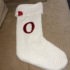 Letter Initial "O  18" White Monogram Xmas Stocking Knitted Knit By: Target NWT