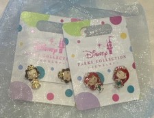 2 Pairs Disney Parks Jewelry Collection Princess Earrings - Belle  Ariel