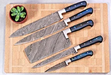 CUSTOM HAND MADE FORGED DAMASCUS STEEL CHEF SET KITCHEN KNIVES 1575