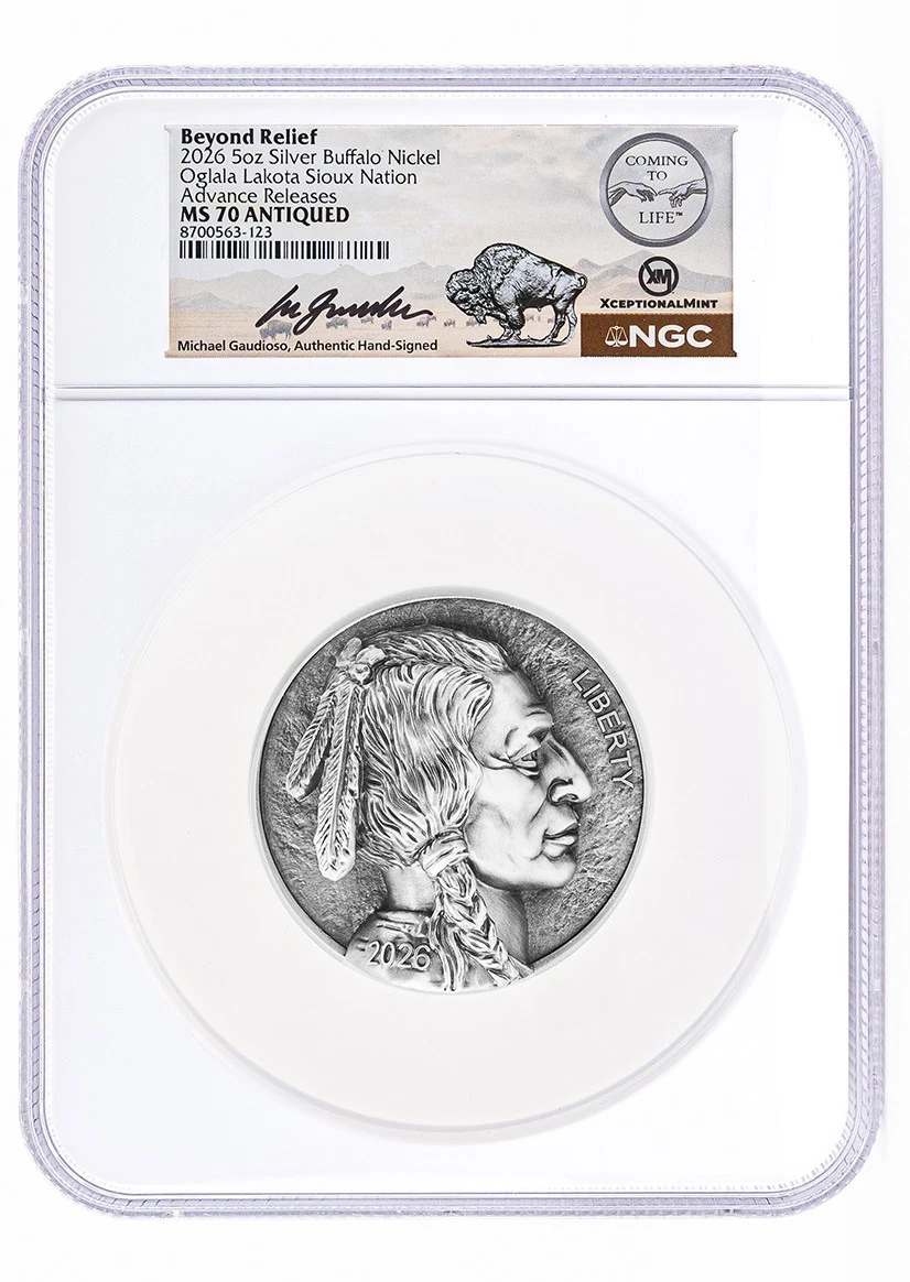 【レア・未開封・送込・匿名】BUFFALO NAS LS410D0201C 2026 5C 5oz Buffalo Nickel Coming To Life NGC MS70 Antiqued