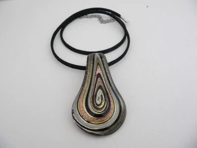 Anhänger Glas  Lampwork Tropfen schwarz silber grau kupfer 317g - Bild 1 von 4