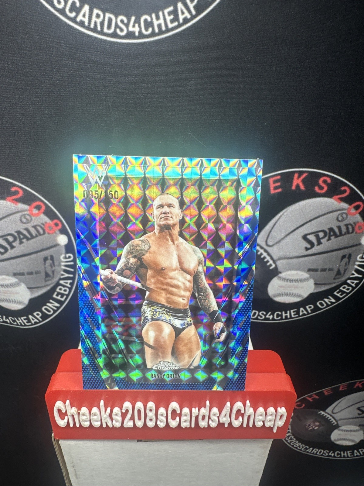 Randy Orton 095/150 2026 Topps Chrome WWE Wrestling Blue Geometric Refractor