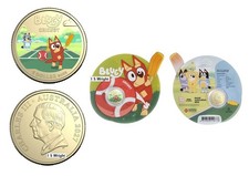 Australia 2027 $1 Coloured Uncirculated Coin - Bluey Cricket.