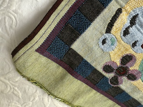 Vtg 90's Folk Art Wall Tapestry Throw Nursery Blanket Frog Duck Sailboat Fish - Picture 5 of 7