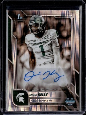 2025 Bowman Chrome University Omari Kelly 1st Auto Stealth Refractor