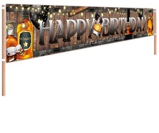 9.8 X 1.6 ft Large Whiskey Happy Birthday Banner Aged to Perfection Birthday ...