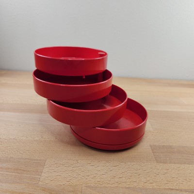 Vintage InterDesign Swivel Desk Trinket Jewelry Organizer Red Plastic US No Lid