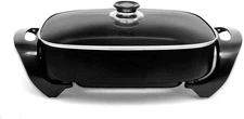 Professional Non-stick Copper Electric Skillet Jumbo, Deep Dish with Tempered...