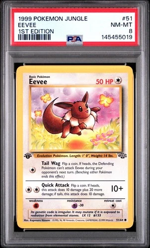 1999 POKEMON JUNGLE 1ST EDITION #51 EEVEE PSA 8