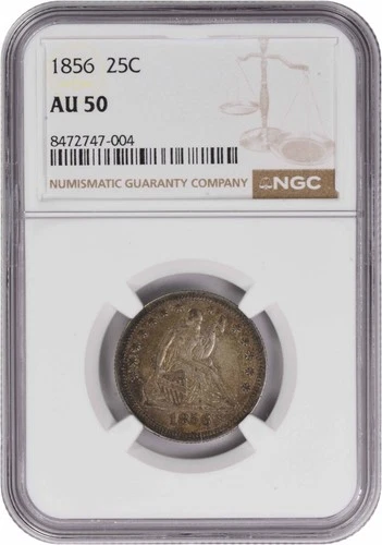 1856 Liberty Seated Silver Quarter AU50 NGC