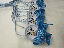 Disney Mickey Mouse Blue Pacifier Favors with Ribbon for Baby Shower