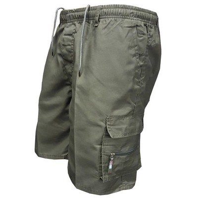 Herren Cargo Shorts Kurze Hose Sommer Bermuda Stretch Bund Kordelzug Taschen