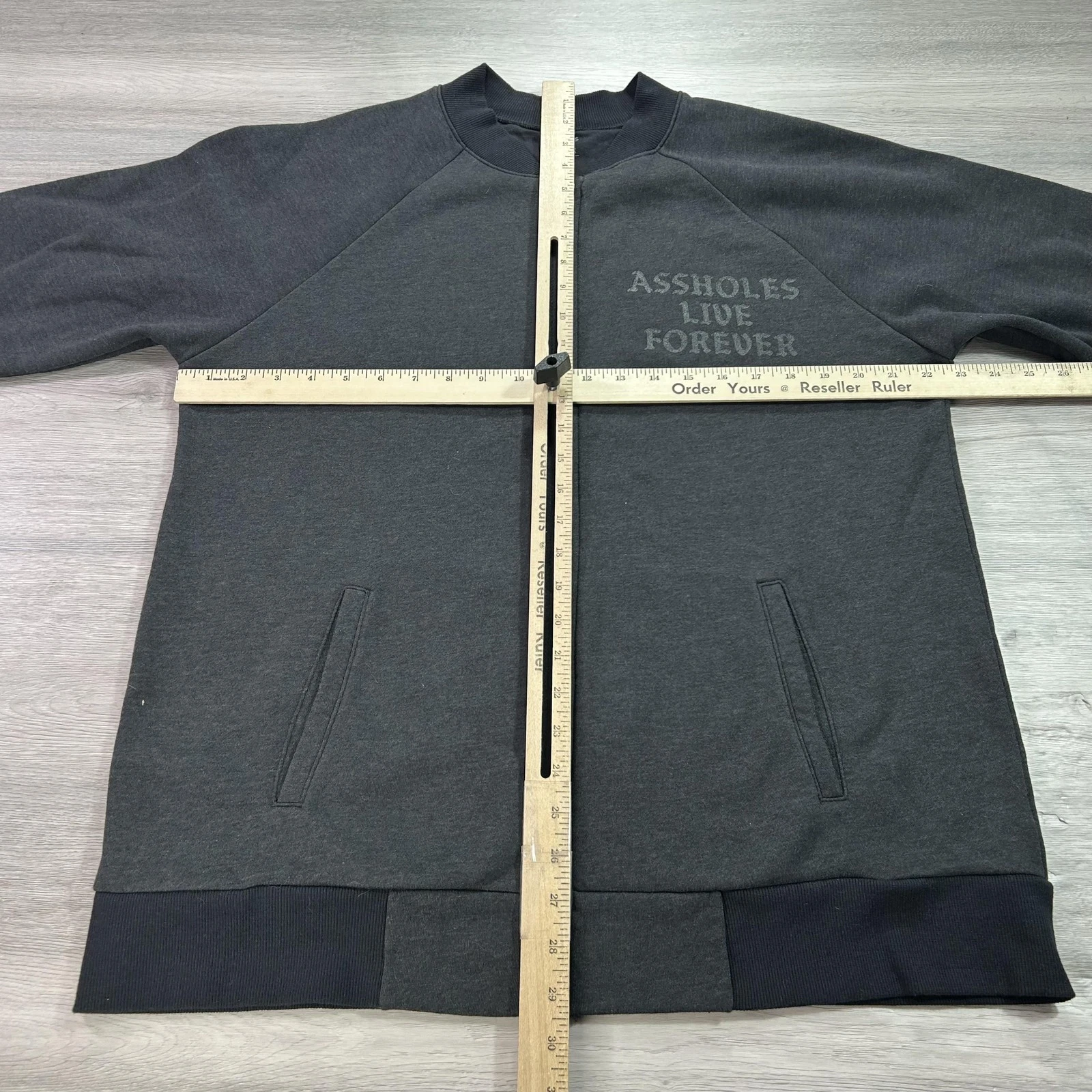 Assholes*s Live Forever Jacket Mens XL Gray Full Zip Bomber Sweatshirt image 5