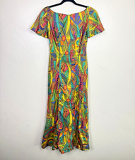Vintage 60s Sun Fashions Hawaii Psychedelic Tropical Maxi Dress XS Hawaiian
