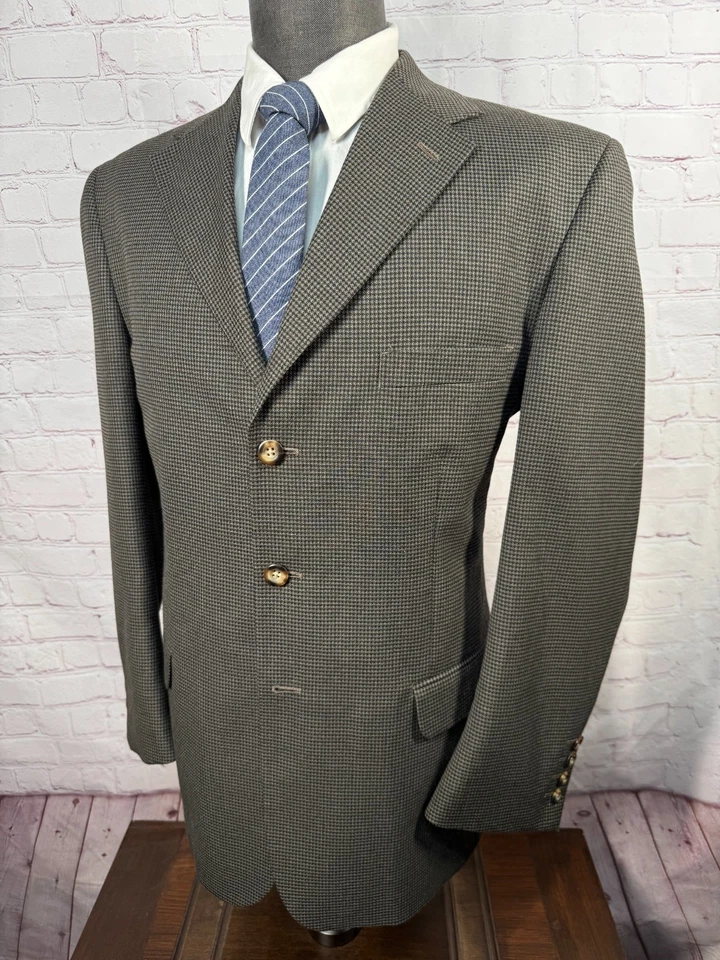 Chaqueta Blazer Abrigo Deportivo GEORGE Para Hombres Marrón CUADROS FINOS 3 Botones Calce Clásico 42R Foto 2 de 4