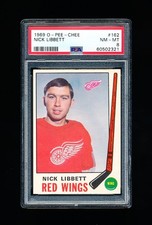 1969 OPC HOCKEY 162 NICK LIBBETT ROOKIE CARD PSA 8 NM-MINT RED WINGS