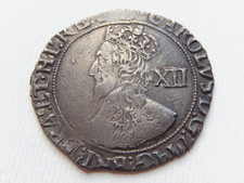 A662 - Charles I Silver Hammered Shilling. 1645 Eye Mintmark. Tower Mint