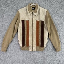 Vintage Jacket Suede Christopher Rand Knit Sleeves Tan Orange Brown Size M