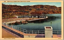 Twin Falls Idaho~Raling Over Twin Falls Power Dam~Vintage Postcard KG4