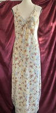 Caroline Constas Floral Slip Dress Maxi Cream Satin Straps Cottagecore Size M