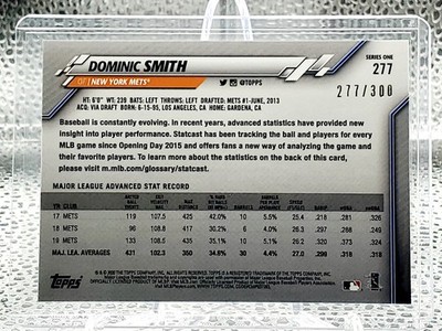 Dominic Smith 2020 Topps Series 1 Advanced Stats Variation 277/300 #277 Mets