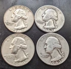 US 90%  Washington Quarters 1943 and 1964 D Silver Lot of 4 Coins