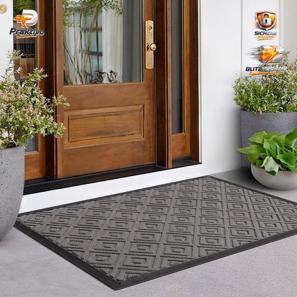 FußMatte Rutschfest Grau 80X120Cm Waschbar Schmutzfangmatte FüR AußEn HaustüR-image