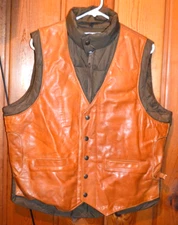 Men’s Down by Schott NYC Vintage Leather Puffer Jacket Size 42