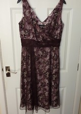 Coast Silk Purple Flower Print Dress Size 12 Wedding Cruise Races Evening