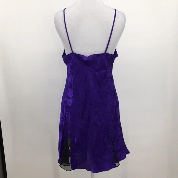 UNDERCOVER Victoria's Secret abito slip donna medio vintage viola nero raso camicia da notte