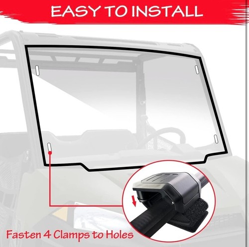 Polaris Ranger Midsize 500 570 ETX EV Front Clear Windshield 2015-2021 - Picture 2 of 2