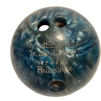 Vintage Brunswick Triple Crown Bowling Ball Blue Swirl 15 lbs.  Drilled