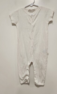 Bonpoint White W/ Mustard Polka Dot-Print Tracksuit Size 12M Great