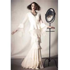 Anthropologie x BHLDN Banderole Silk Chiffon Wedding Gown $1800 Sz 0