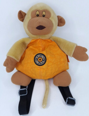 Kipling Brown & Orange Plush Monkey Mini Backpack Vintage Adult Women Children