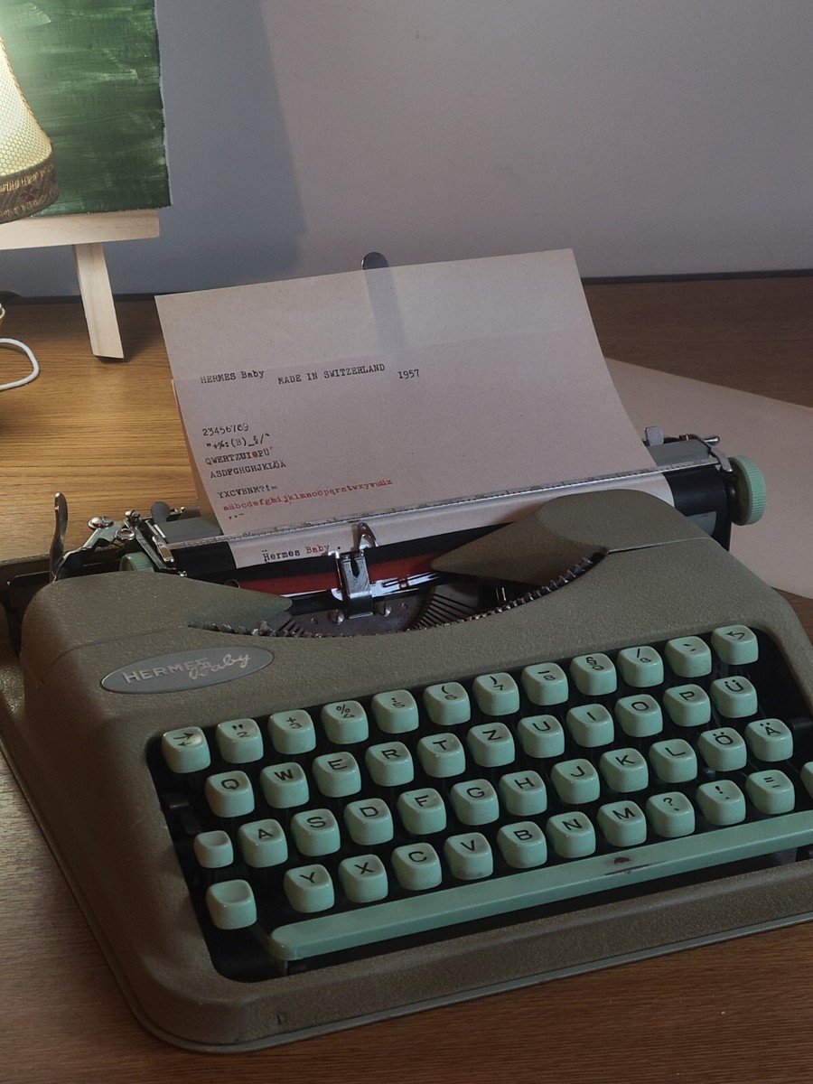 Original HERMES BABY 1957 Mint Green Typewriter w Case | eBay