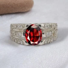 Garnet Oval Cut Gemstone With 925 Sterling Silver Ring For Men's #971 *