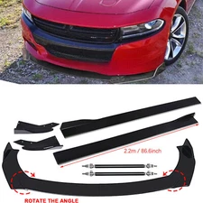 Front Bumper LipS Chin-Spoiler Splitter Body Kit+Side+Skirt For Dodge Charger/