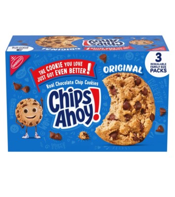 CHIPS AHOY  Chocolate Chip Cookies, Family Size (3 packs ) Reusable Packaging