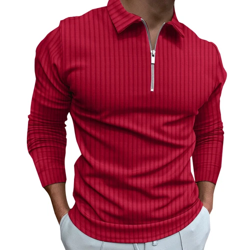 Mens Long Sleeve fashion Shirt Sport Slim Fit Zipper T Shirt Tops - Picture 8 of 18