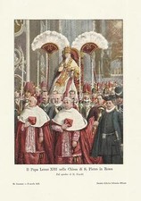 ARTE_PITTORE NARDI_VATICANO_S.PIETRO_ROMA_PAPA LEONE XIII_ANTICA STAMPA A COLORI