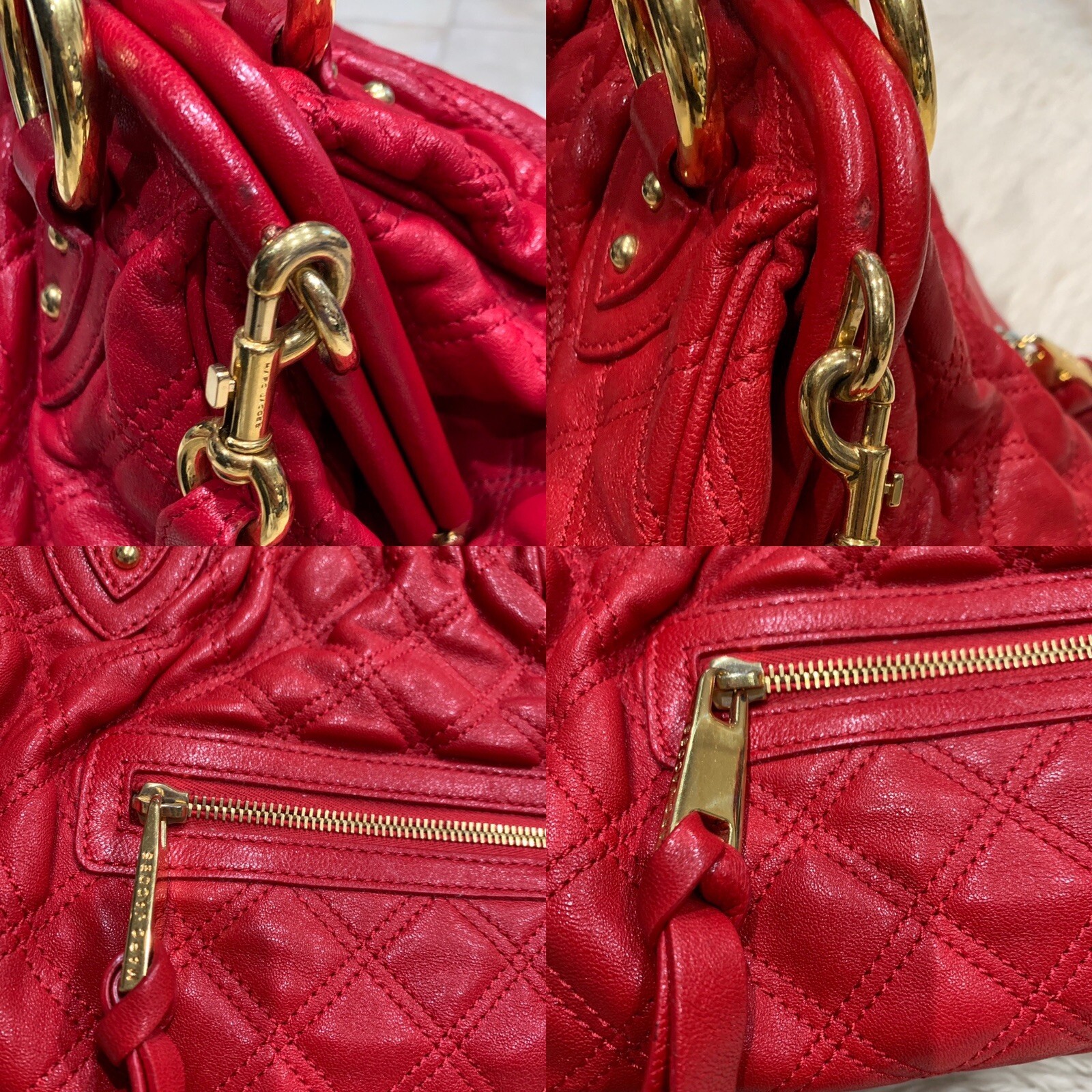 Marc Jacobs Red Leather Quilted Stam Bag image 9