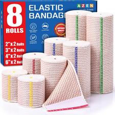 Premium 8 Pack Elastic Bandage Wrap 2X2", 2X3", 2X4", 2X6" , Compression Wra...