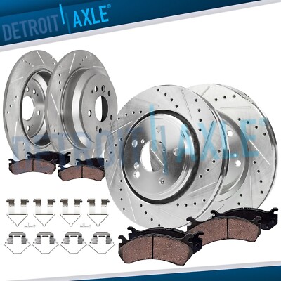 8pc Front Rear Drilled Disc Brake Rotors Brake Pads for 2019-2025 Honda Passport