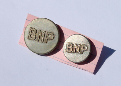 RARE 2 ANTIQUE BUTTON - BNP NATIONAL BANK POPULAIRE - T.W & W PARIS D:17.22mm