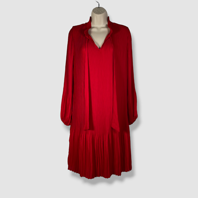 dkny red dress DKNY Womens A-Line Fit & Flare Red Short Sleeve Dress Size 2