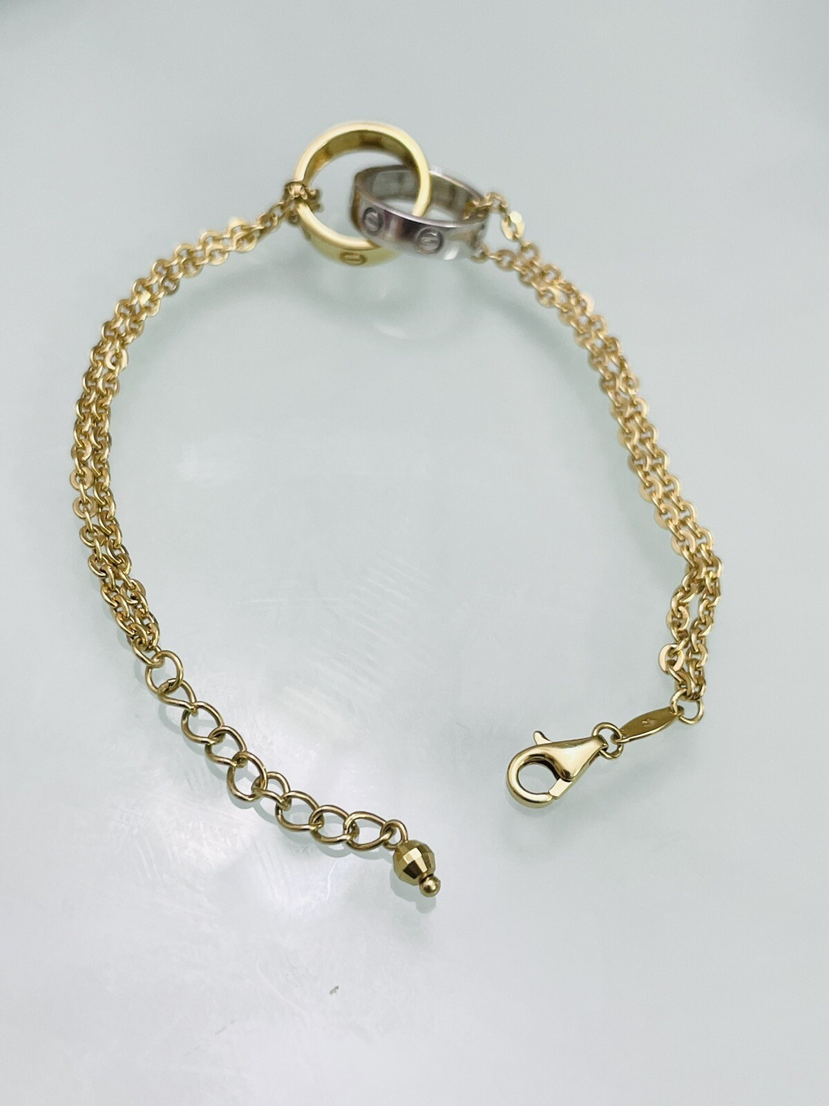 18k 750 Solid Interlocking Double Hoop Bracelet T… - image 7