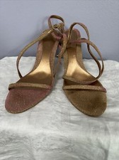 Nine West Women's Pink Iridescent Open Toe Dress Heels Size 10 Prom